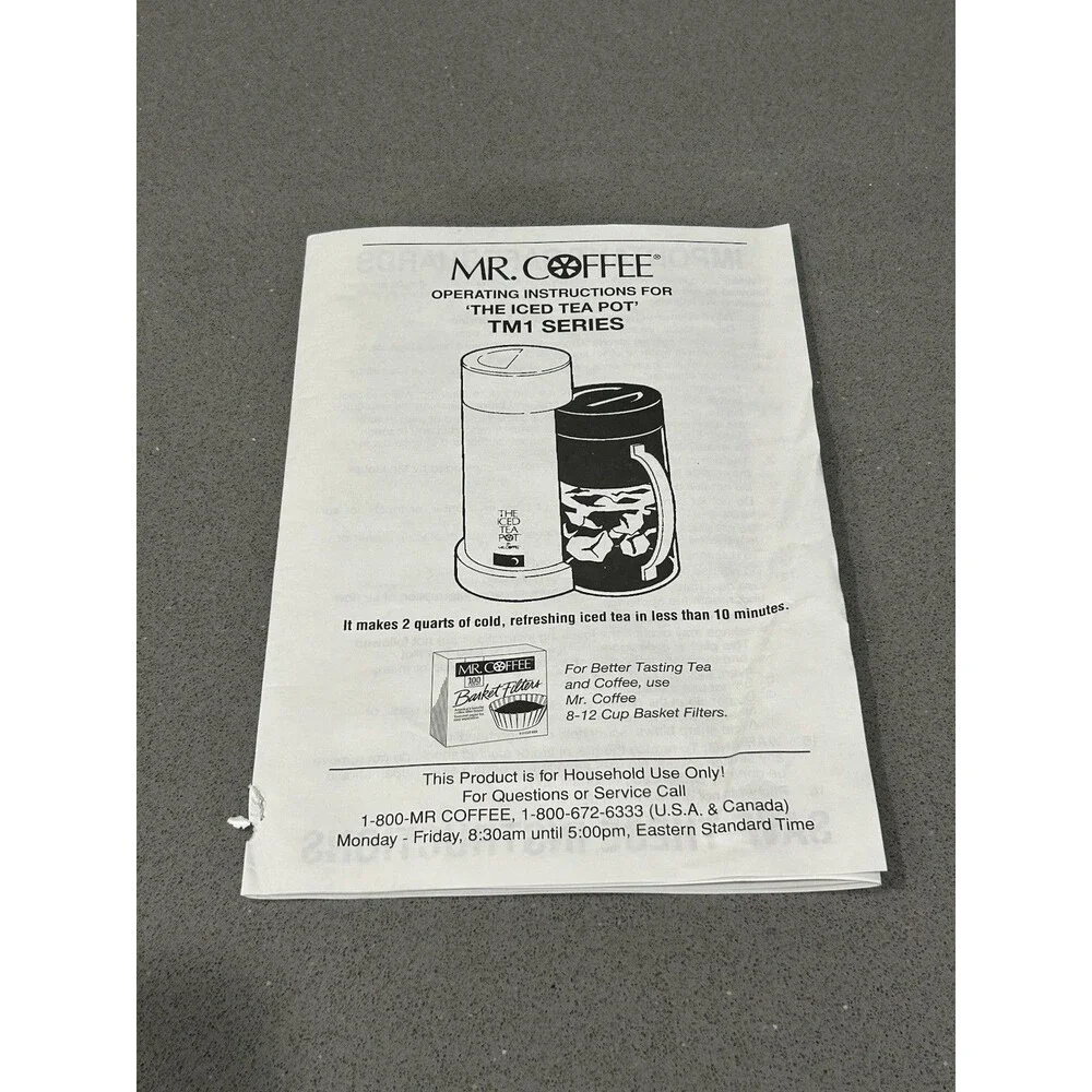 Mr Coffee Iced Tea Maker 2-QT TMI Series Vintage 1996 Made In USA New Open Box